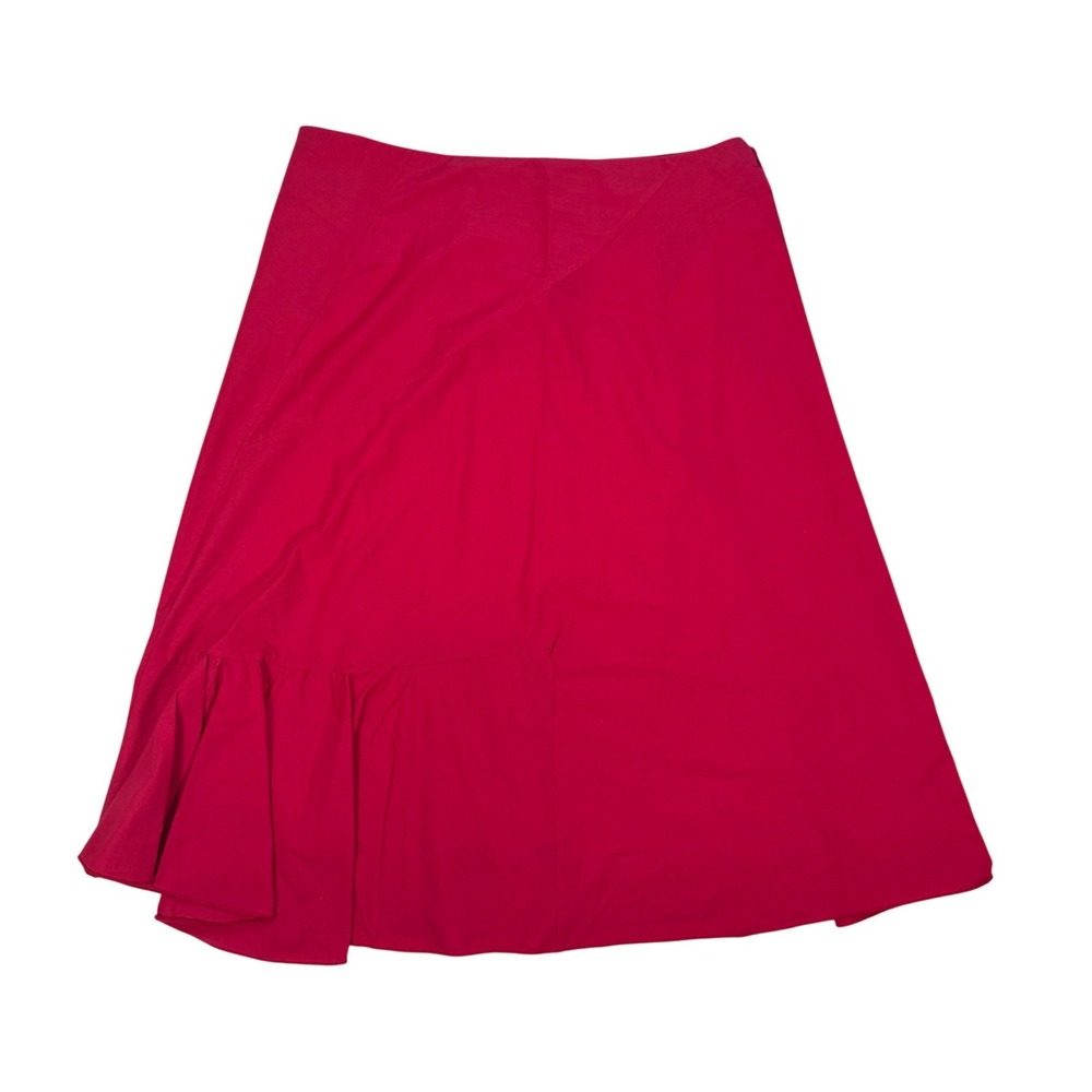 MARNI Made In Italy Red Asymmetric Ruffle Hem A-Line Skirt IT 42 US 6 Summer